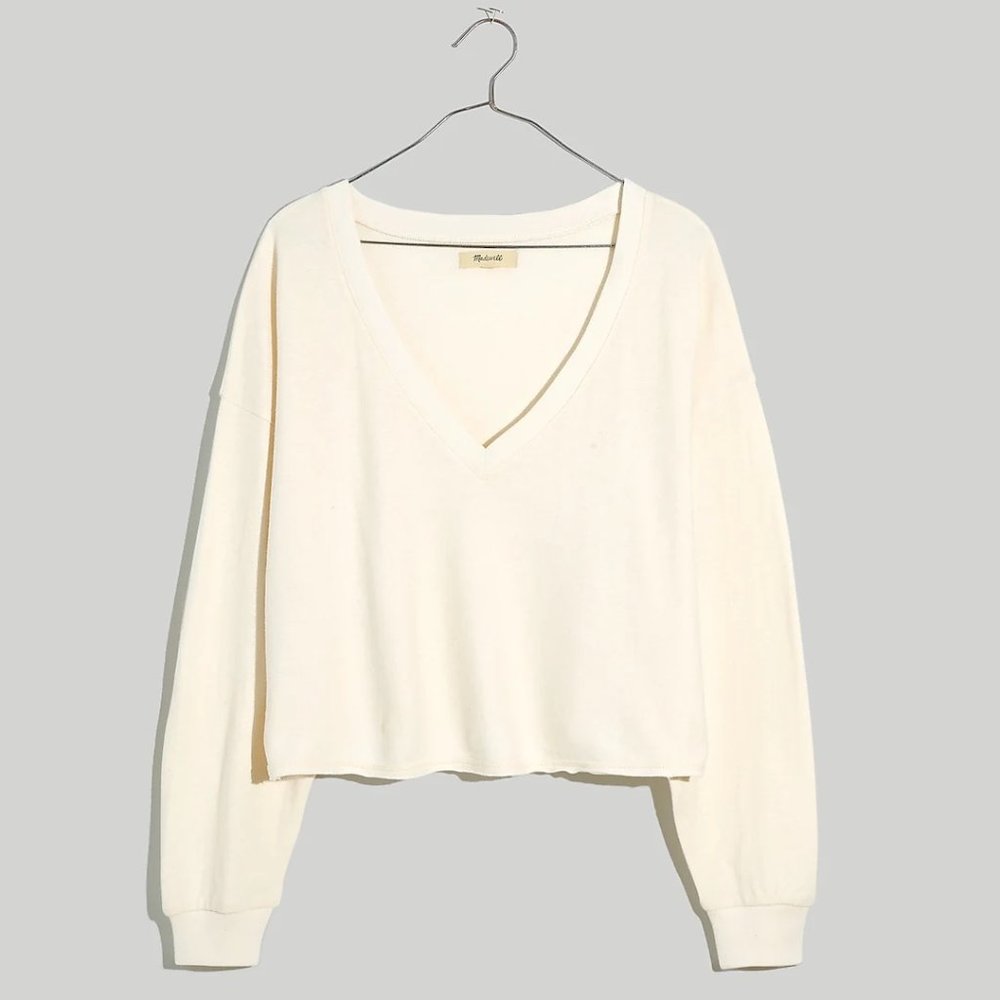 Madewell Double-Face V-Neck Long-Sleeve Tee Size L